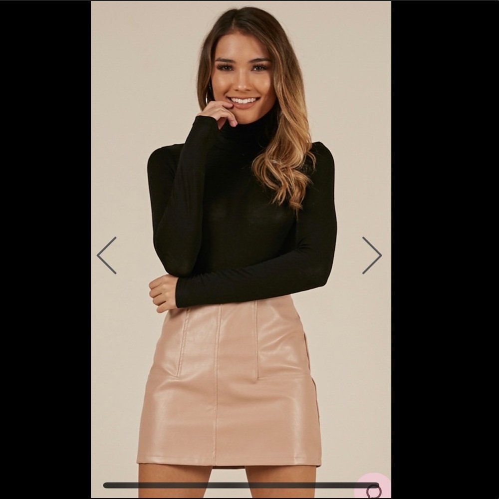 Nude leatherette skirt